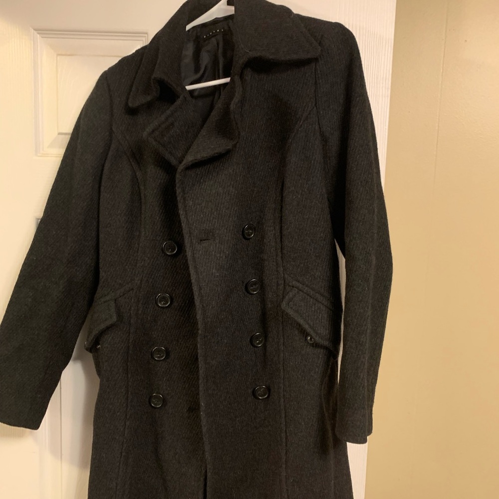 Grey 100% wool pea coat